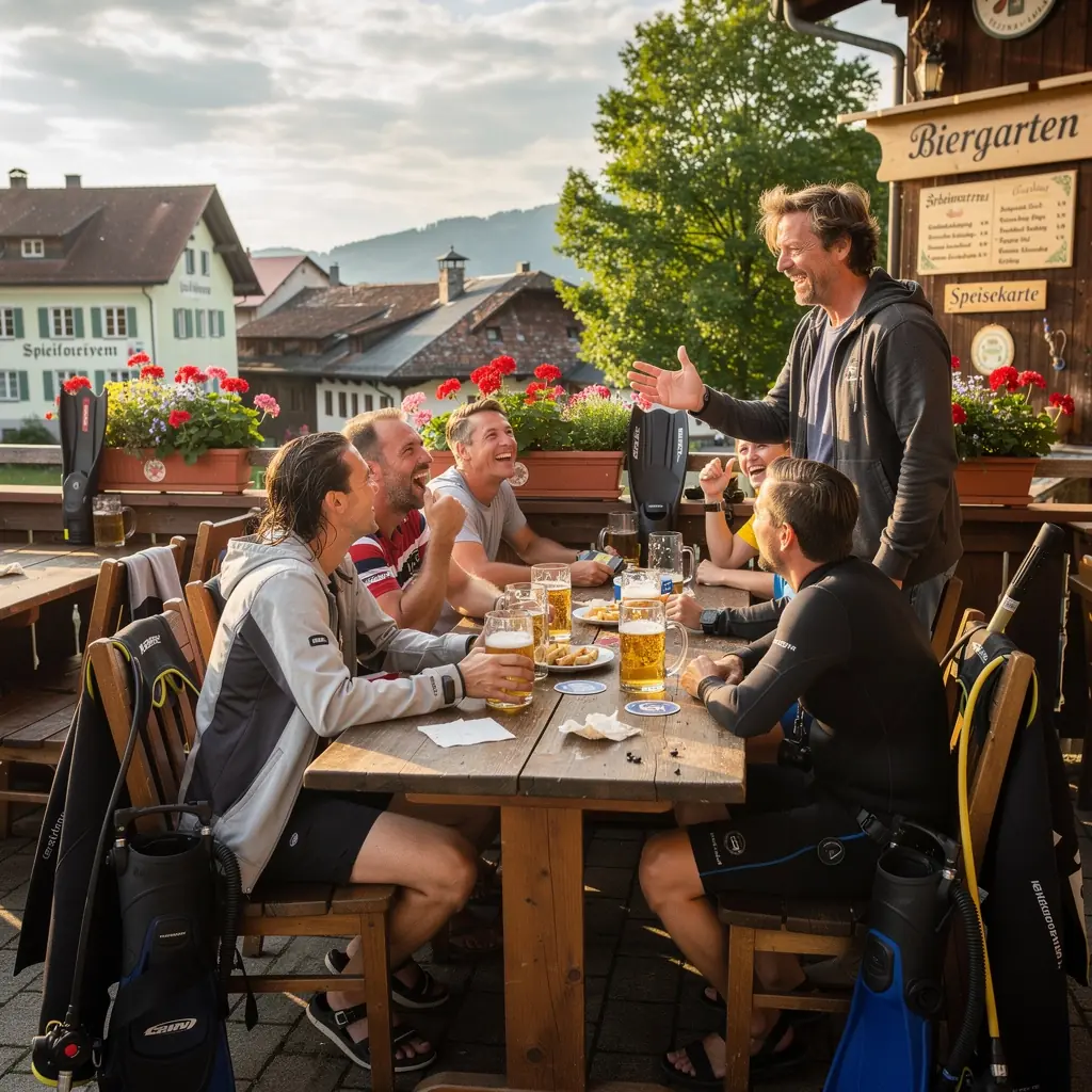 Eine Gruppe von Tauchern lernt gemeinsam wichtige Rettungstechniken während eines Kurses.